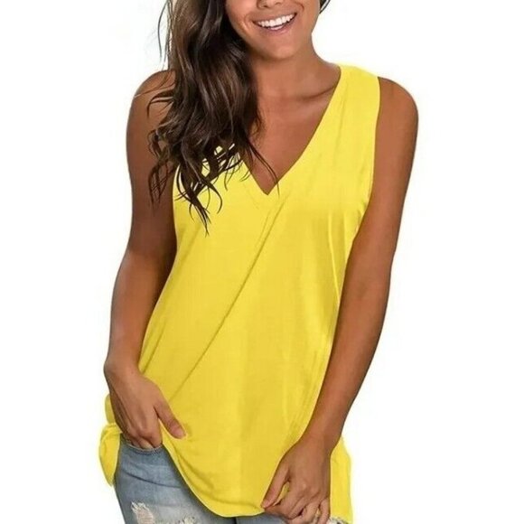 Denim & Co. Essentials Textured Knit V-Neck Tank Tunic Lemon.Size 4X - Picture 1 of 1